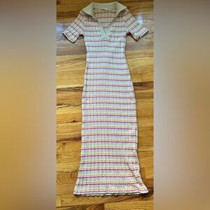 Zara Pink and White Striped Pencil Skirt